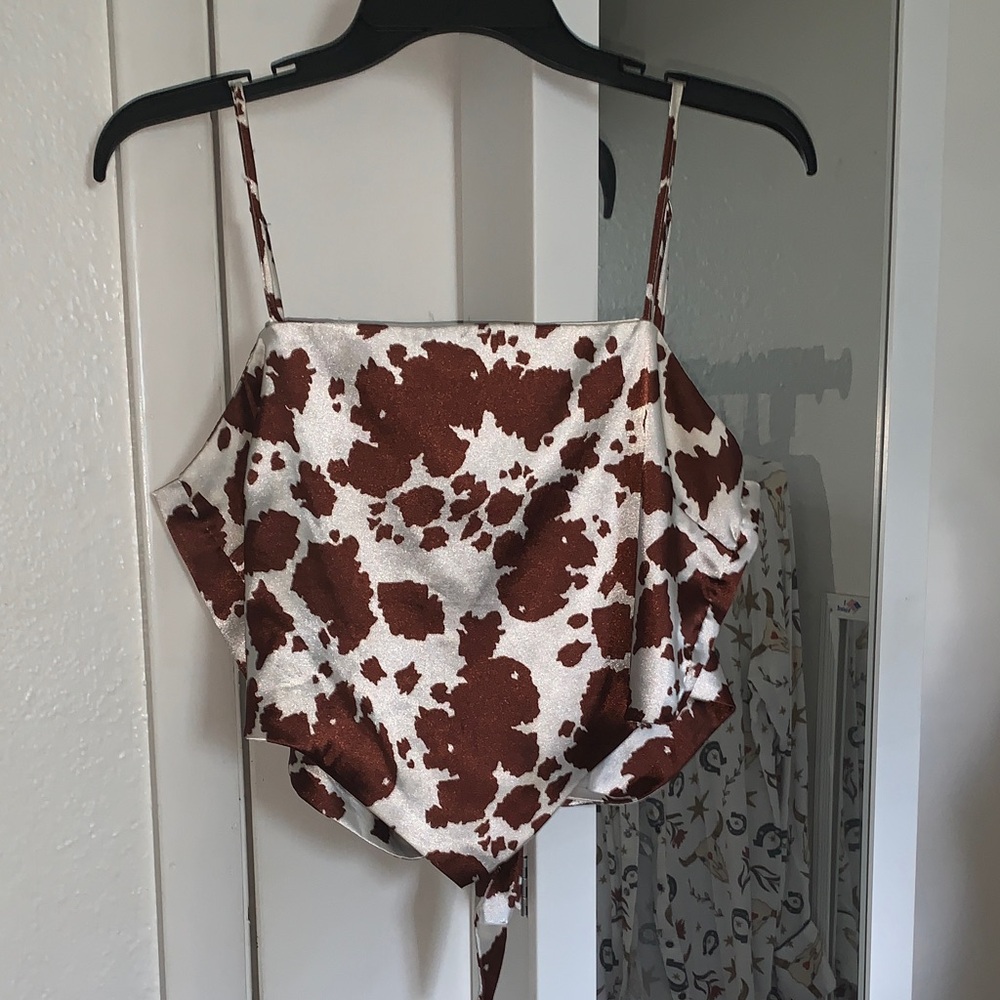 Rue21 Cow Print Satin Crop Top